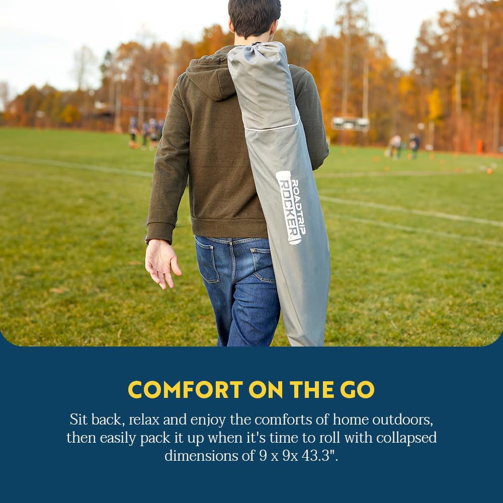 GCI Outdoor Comfort Pro Rocker Camping Chair | Portable Folding Rocking Chair with Durable Armrests & Drink Holder — Blush