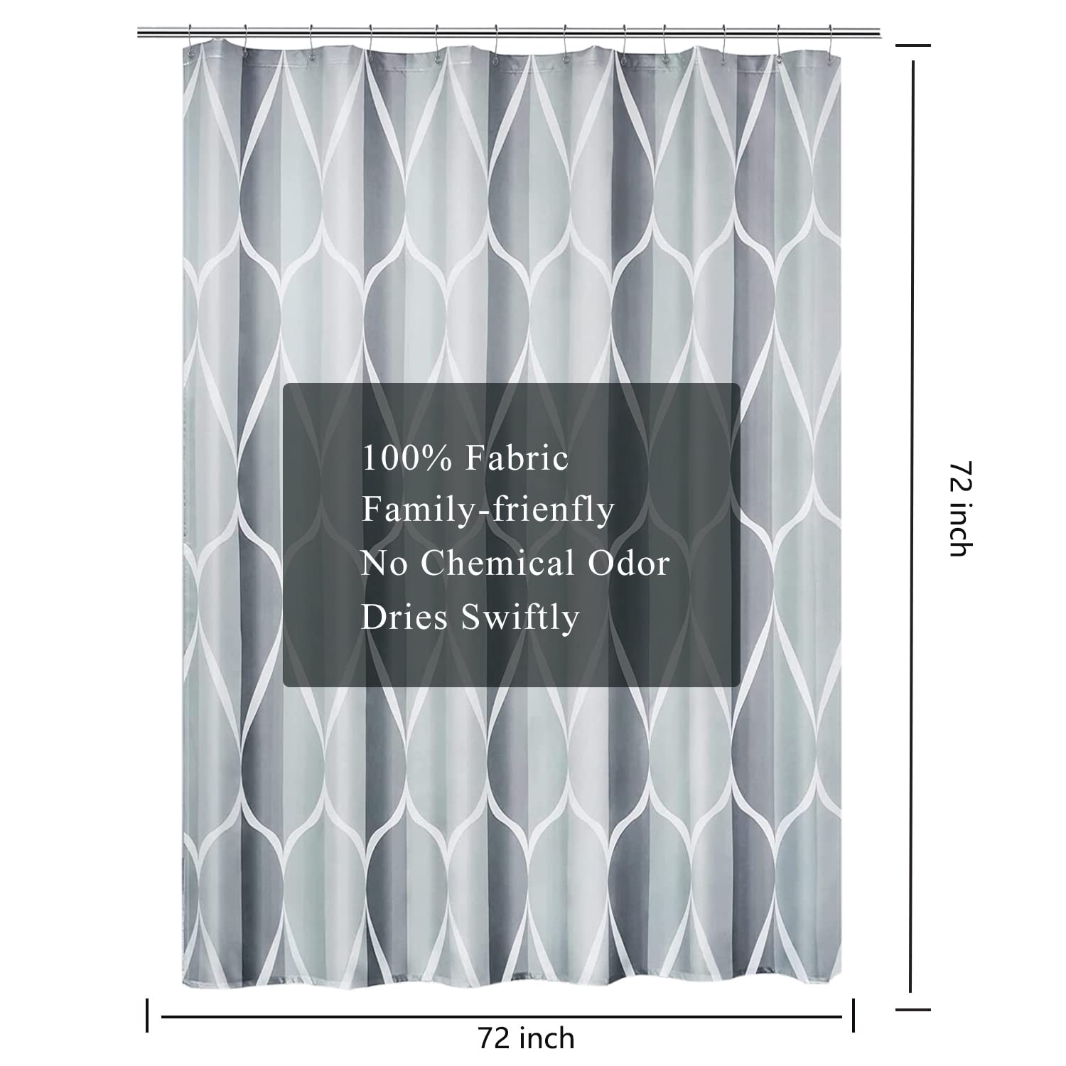 LLSCL Fabric Shower Curtain Liner with Magnets, Waterproof Hotel Quality, 72 x 72 Machine Washable