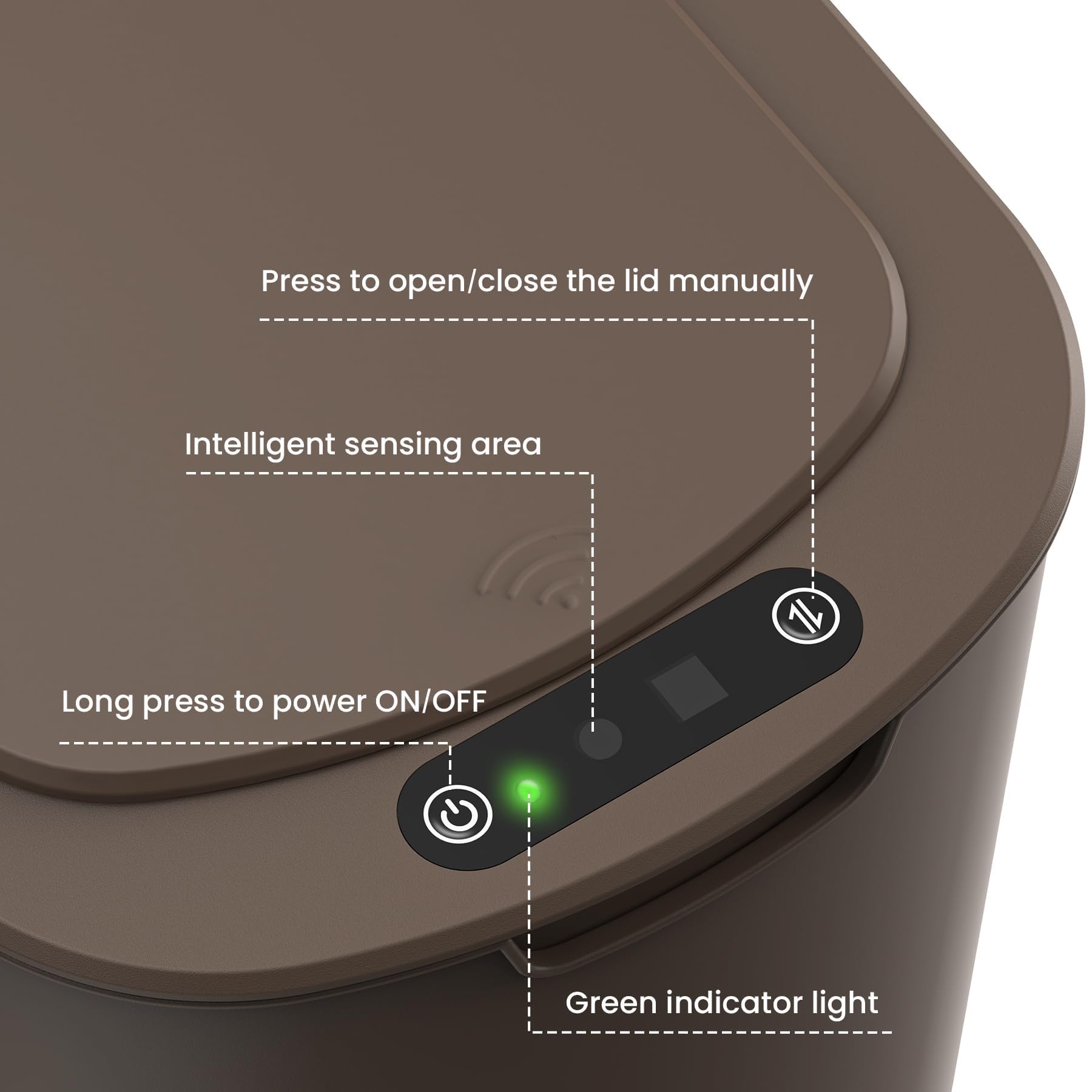 Cesun Automatic Motion Sensor Black Bathroom Trash Can with Lid, 2.6 Gallon Touchless Trash Bin, Smart Plastic Slim Garbage Can Small Wastebasket for Toilet, Office, rv, Bedroom, Living Room
