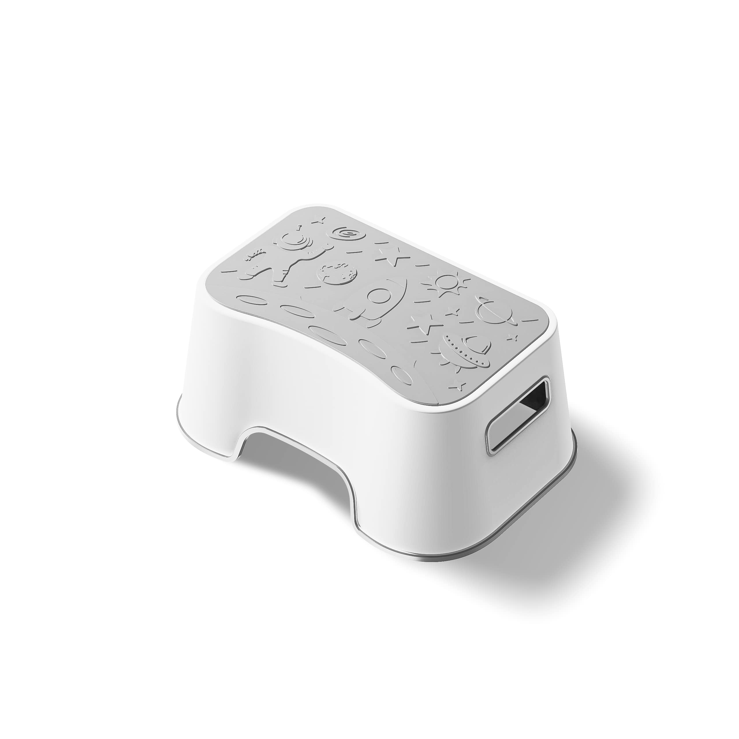 UNCLE WU Step Stool for Kids and Adults – Non-Slip Toilet Squatting Stool, 200 lbs Capacity, Potty Training Step Stool for Toddlers, Better Posture Bathroom & Sink Use(Gray White)