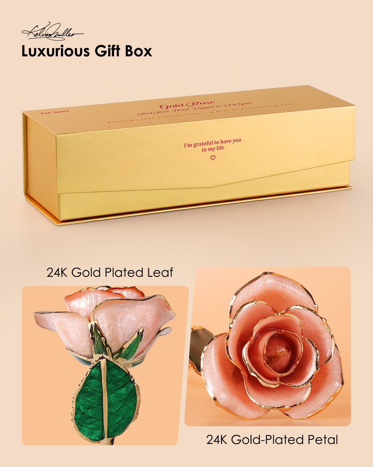 24K Gold Dipped Real Rose – Handcrafted, Bold, One of a Kind – Romantic Gift for Her – Ideal for Birthday, Anniversary, Mother’s Day, Valentine’s (Black)