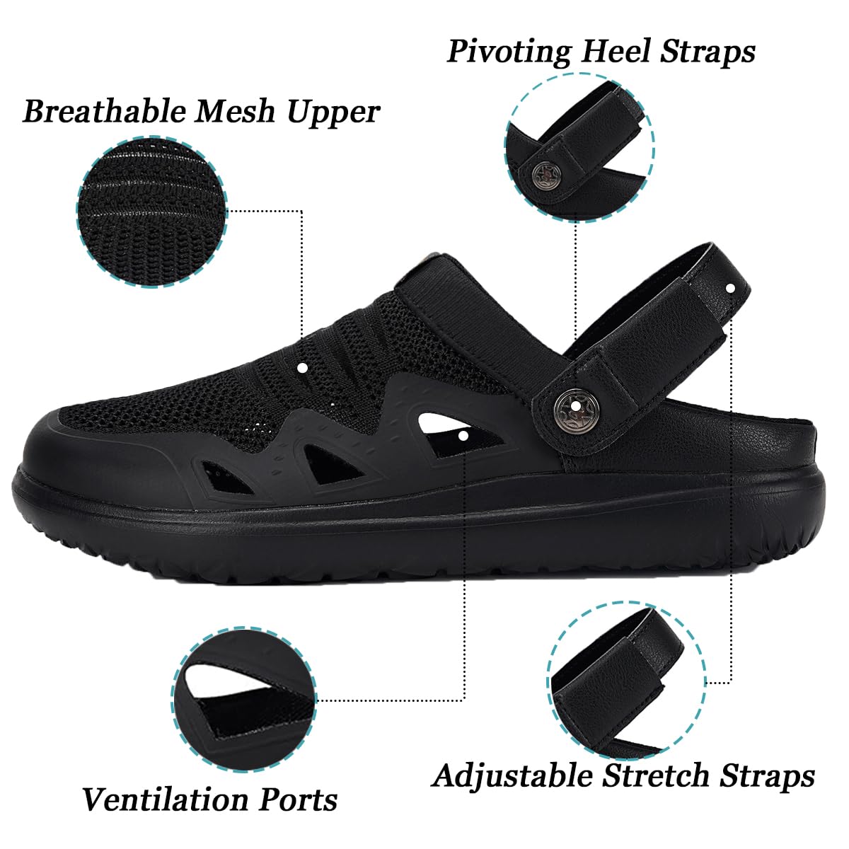 Men's Women's Clogs Garden Shoes Slip On Sandals Breathable Summer Orthotic Walking Slippers with Plantar Fasciitis Soles