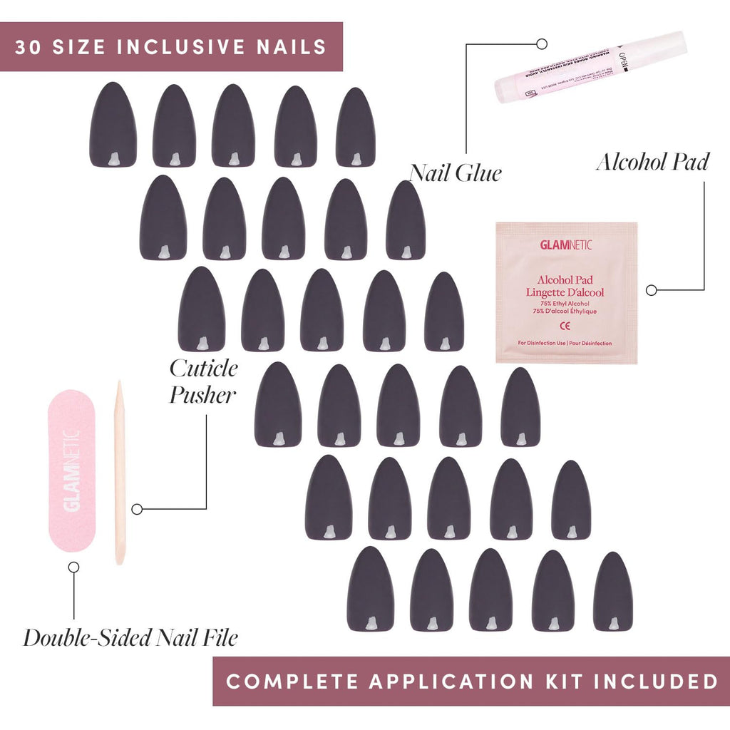 Glamnetic Press On Nails - Cashmere Blue | Opaque Soft Pale Sky Blue Short Squoval Fake Nails, Salon Quality | 15 Sizes - 30 Nail Kit
