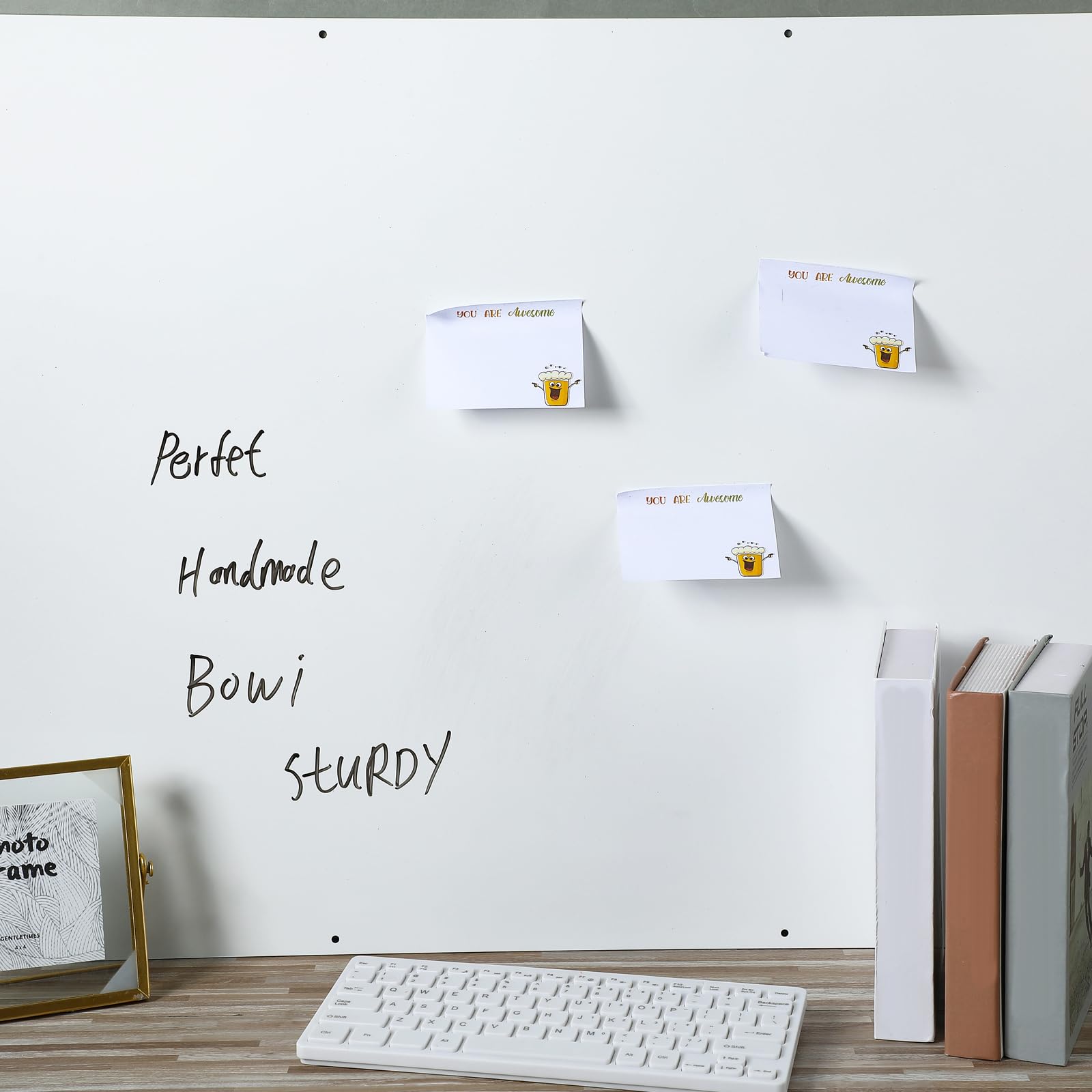 Ireer Magnetic Board Steel Magnet Bulletin Boards for Walls to Display Magnetic Notes Photos for Home Office Classroom, Pre Drilled with Screws and Dry Wet Erase Feature(Black,24 x 48 Inch)