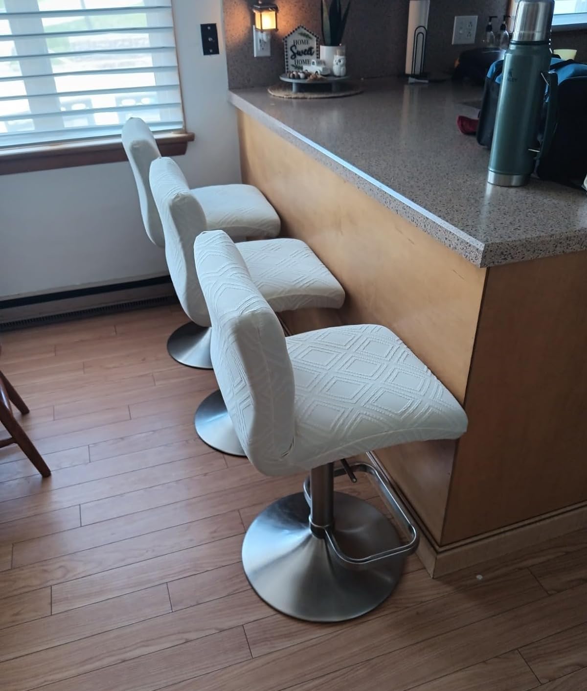 SearchI Bar Stool Covers Set of 2, Stretch Washable Barstool Seat Covers, Counter Height Chair Covers for Kitchen Dining Room Cafe (Ball Flower)