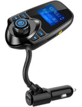 Nulaxy KM18 Bluetooth 5.4 Car Adapter with 1.44" Clear Display & Flexible Gooseneck - FM Radio Transmitter & Bluetooth Receiver for Hands-Free Calls, Wireless Music via BT/FM/AUX/TF, USB Car Charger