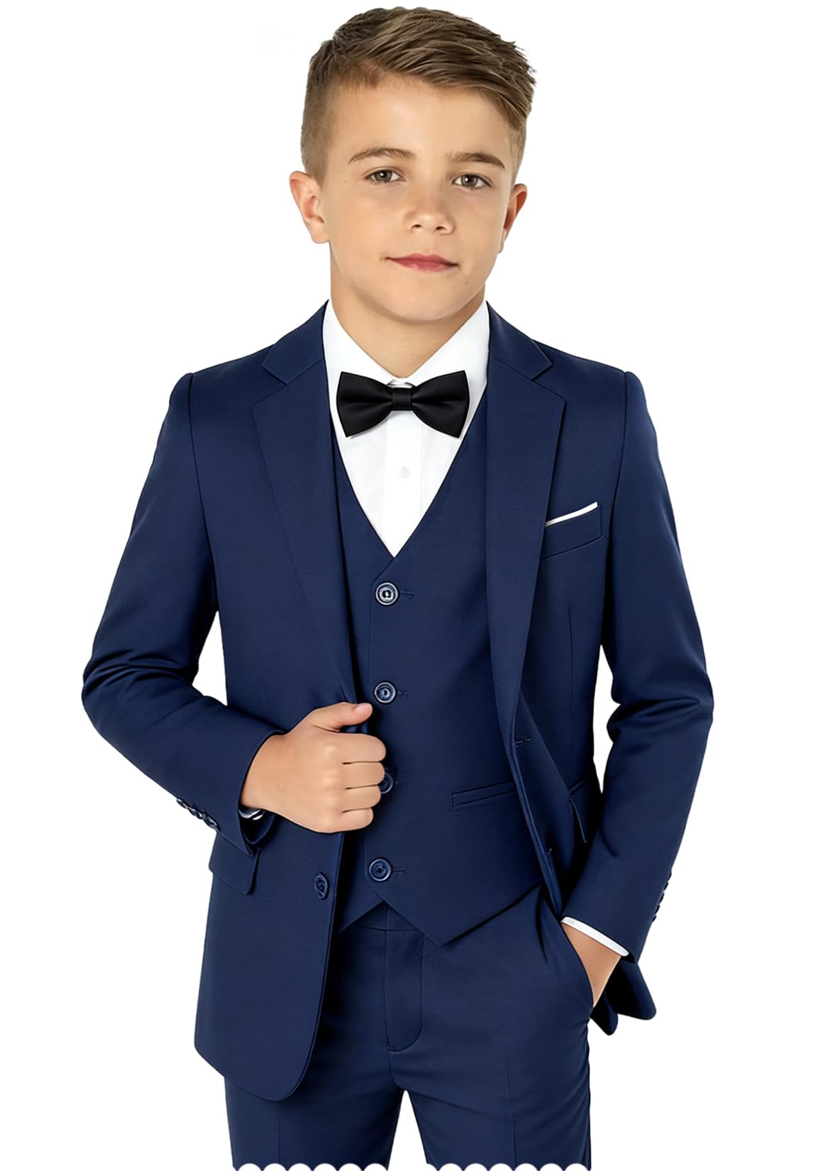 Boy Suits 5 Pieces Formal Suit Set with Adjustable Waist Kids Dress Suit for Wedding Prom