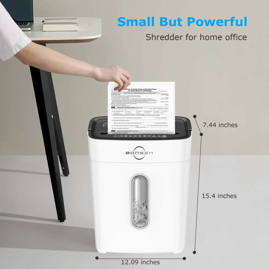 BONSEN Shredder for Home Office, 4 Gallons 8-Sheet Cross Cut Credit Card Shredder, Small Paper Shredder for Home Use, High Security Level P-4, ETL Certification (S3101)