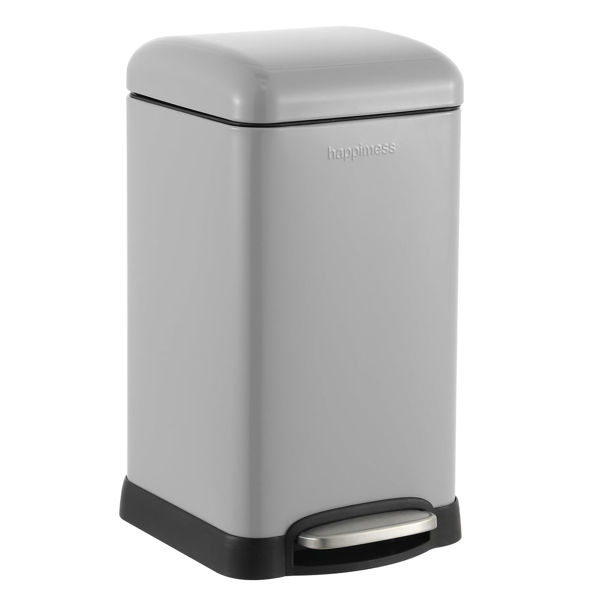 happimess HPM1012B Betty Retro Mini 3.2-Gallon Step-Open Trash Can with Soft-Close Lid, Modern, Minimalistic, Fingerprint Proof for Home, Kitchen, Laundry Room, Office, Bedroom, Bathroom, Black