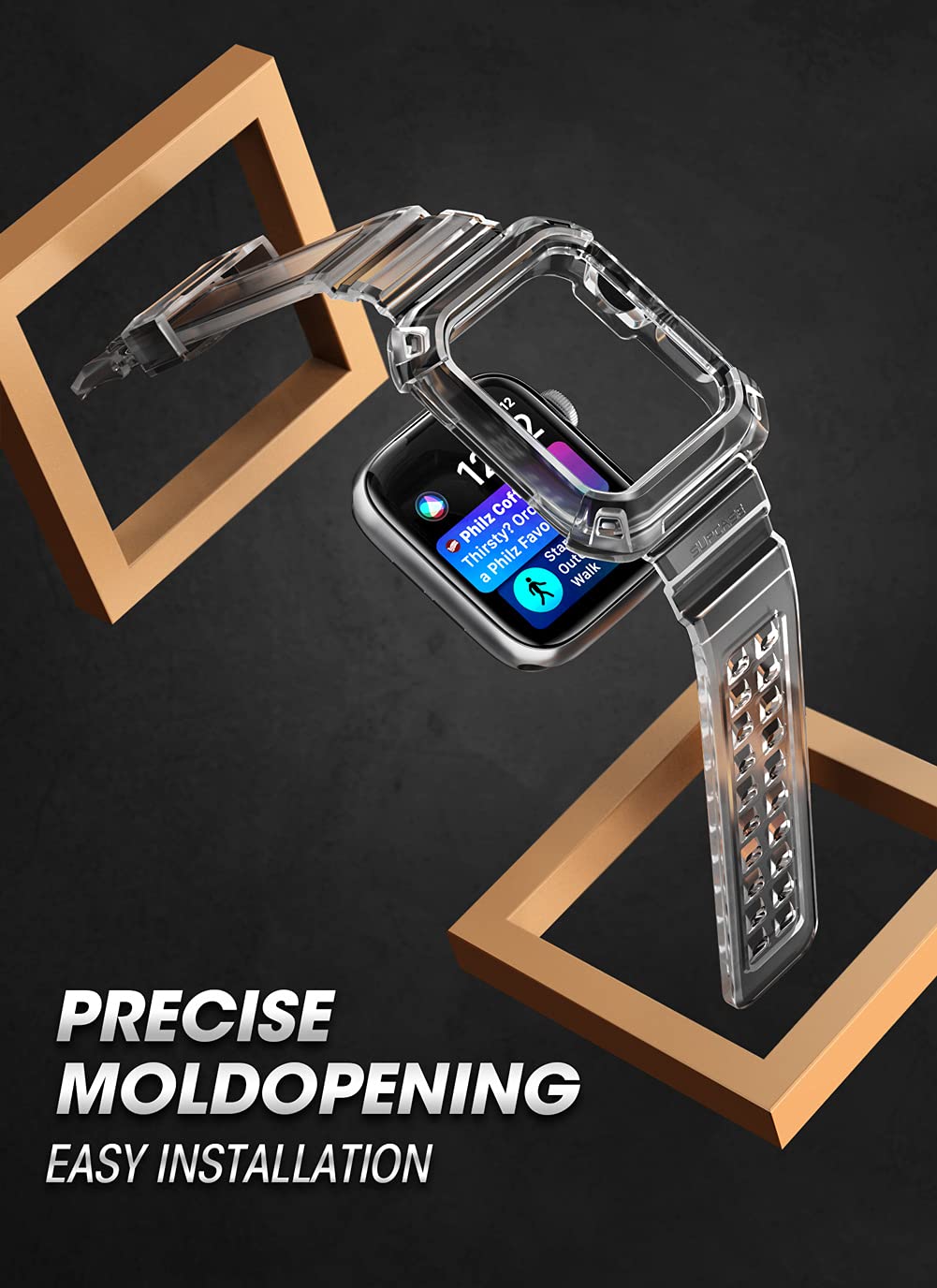SUPCASE for Apple Watch 9/8/7/6/5/4/SE 45/44mm Case with Band (Unicorn Beetle Pro), [Anti-Scratch] [Bumper Protector] Rugged Men Cover with Adjustable Strap Band for iWatch SE 3/2/1, Black