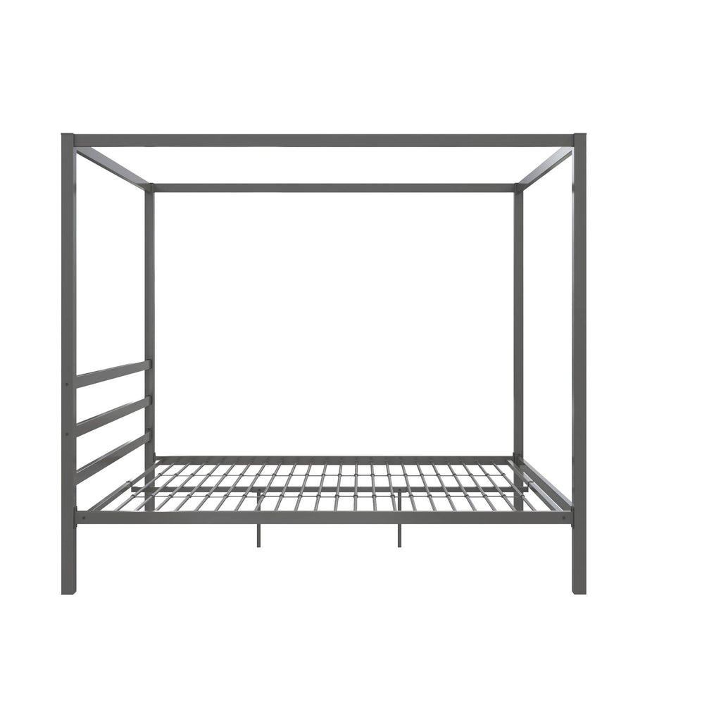 DHP King Metal Canopy Bed, Modern Design with Built-In Headboard, Sturdy Frame, No Box Spring Needed, Gunmetal Gray