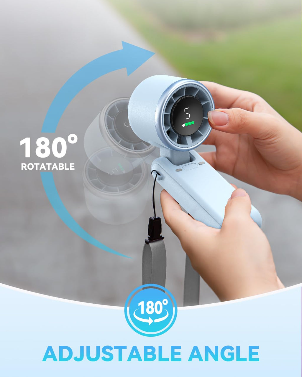 PlayHot Portable Handheld Turbo Fan, 5 Gear Wind, USB-C Rechargeable Fan, Up to 12 Working Hours, 3 IN 1 Hand Fans with Air Turbo Tech Cooling Fan for Outdoor Activities, Travel, Beach (Black)