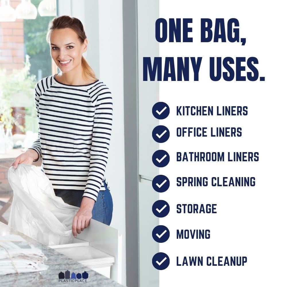 Plasticplace 64-65 Gallon Trash Can Liners for Toter │ 1.5 Mil │ Black Heavy Duty Garbage Bags │ 50” x 60” (25 Count)