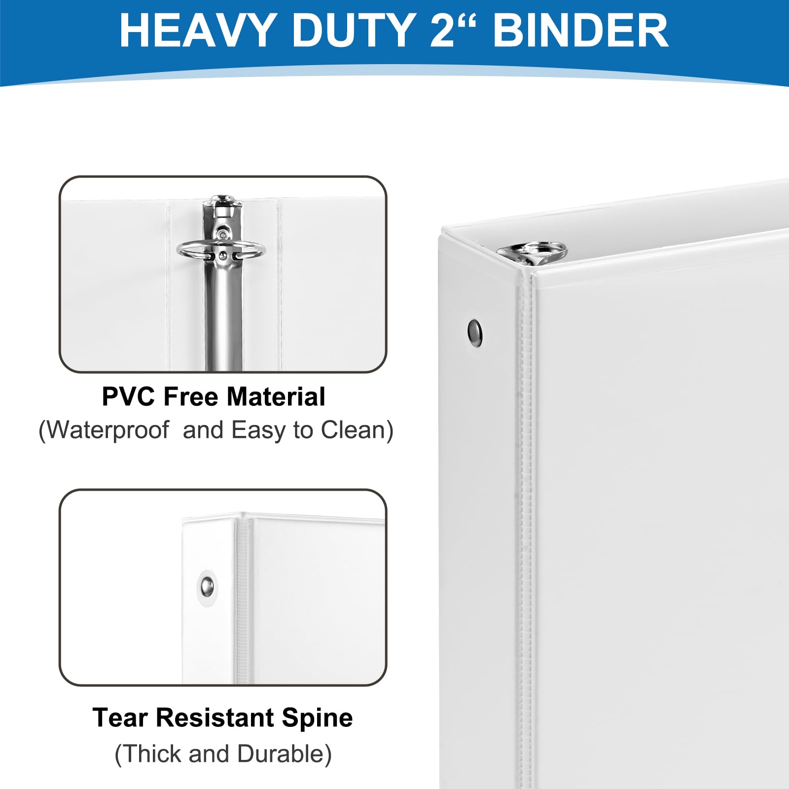 0.5 inch 3-Ring Binder, 1/2 inch Round Ring Binder with 2 Inside Pockets, Clear View Cover Binders Holds 8.5'' x 11''Paper，PVC Free, Pastel Color Binders for Office/Home/School Supply, 6 Pack