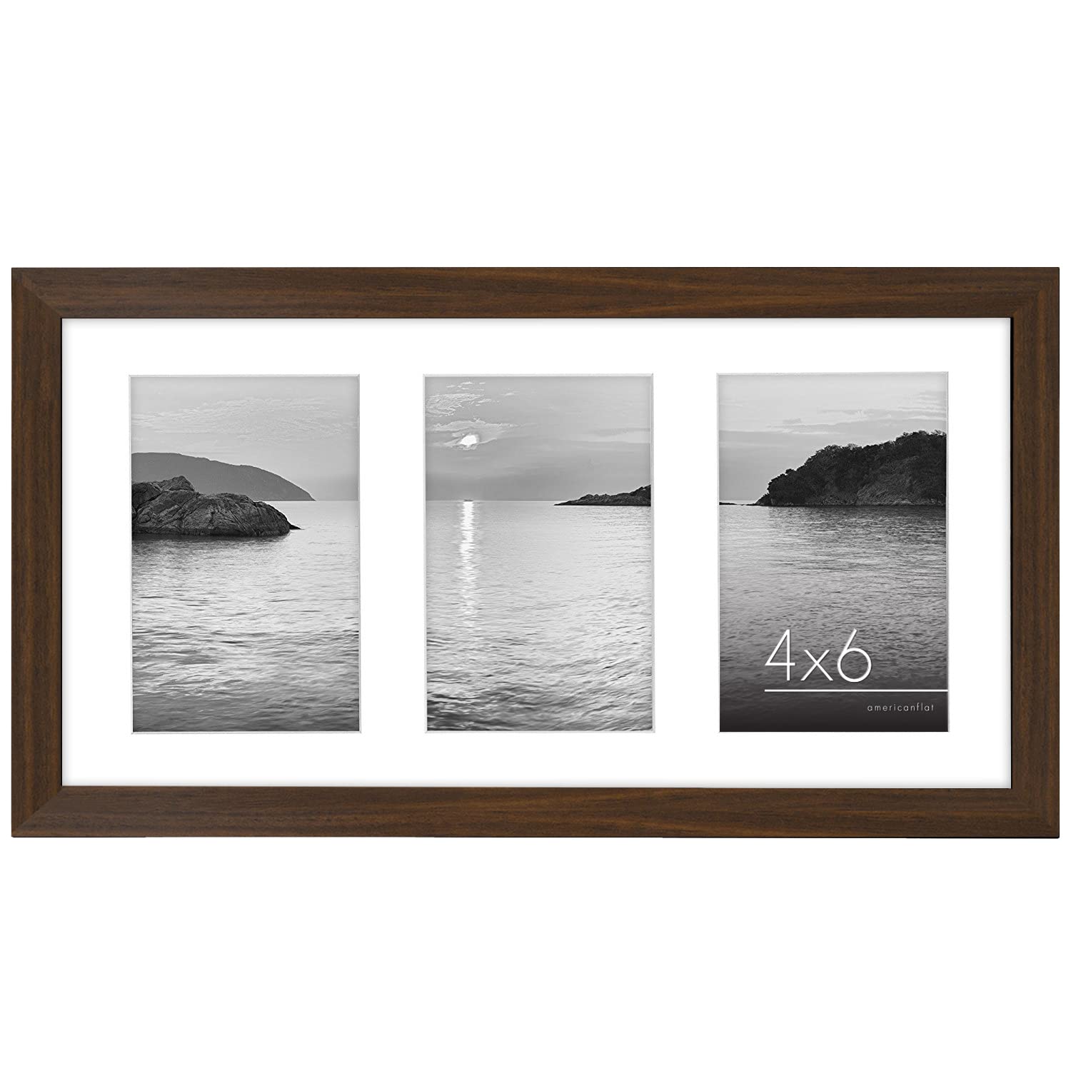 Americanflat 4x6 Double Picture Frame with Shatter-Resistant Glass - Fits Two 4x6 Photos or use as One 6x14 Frame - Signature Collection - Collage Frames for Tabletop and Wall Display - Black