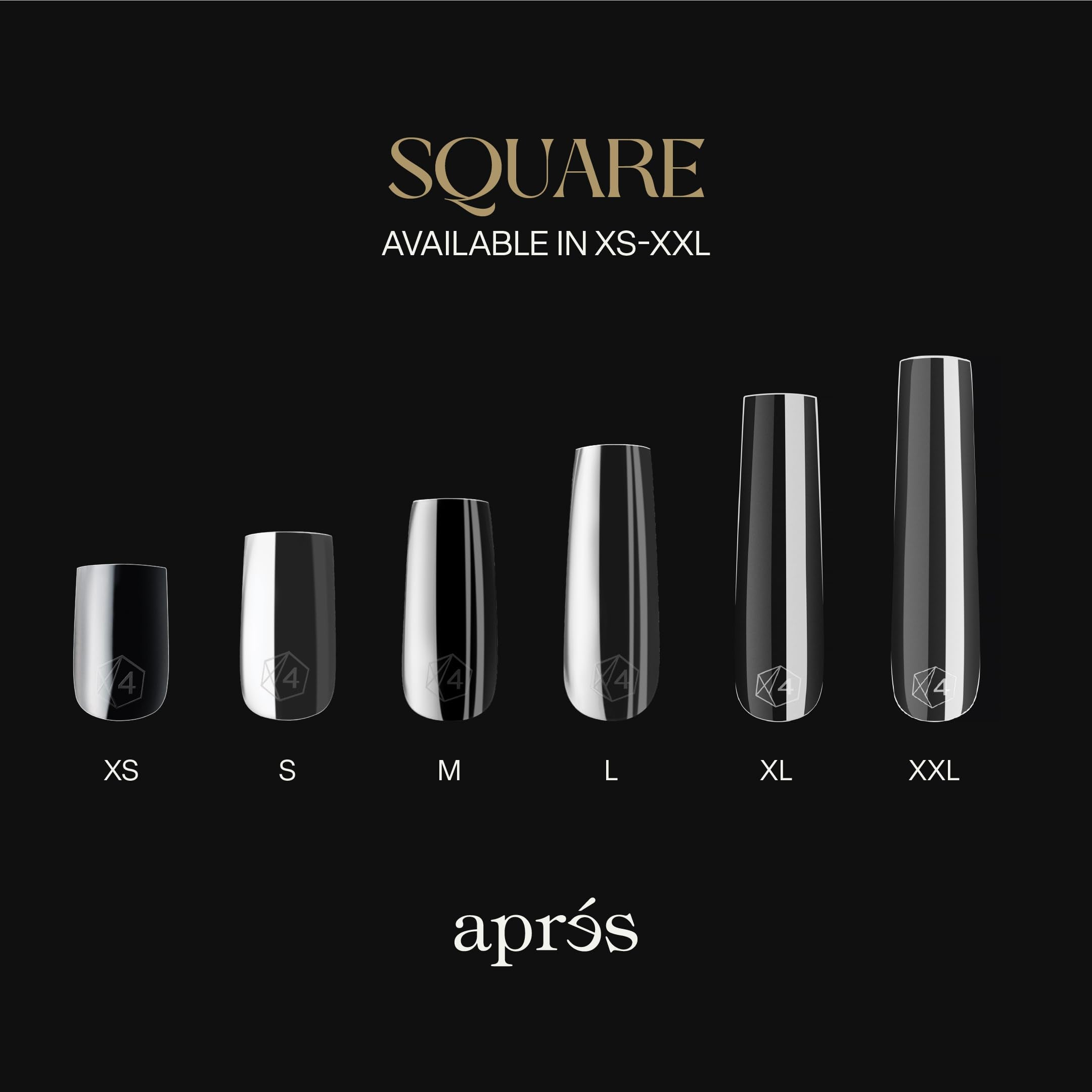 Aprés Gel-X® Square Box of Nail Tips | 280 Gel-X Tips, Soft Tips, 14 Sizes 00-9 | Half-sizes Included (Natural Square Medium, 280 Count)