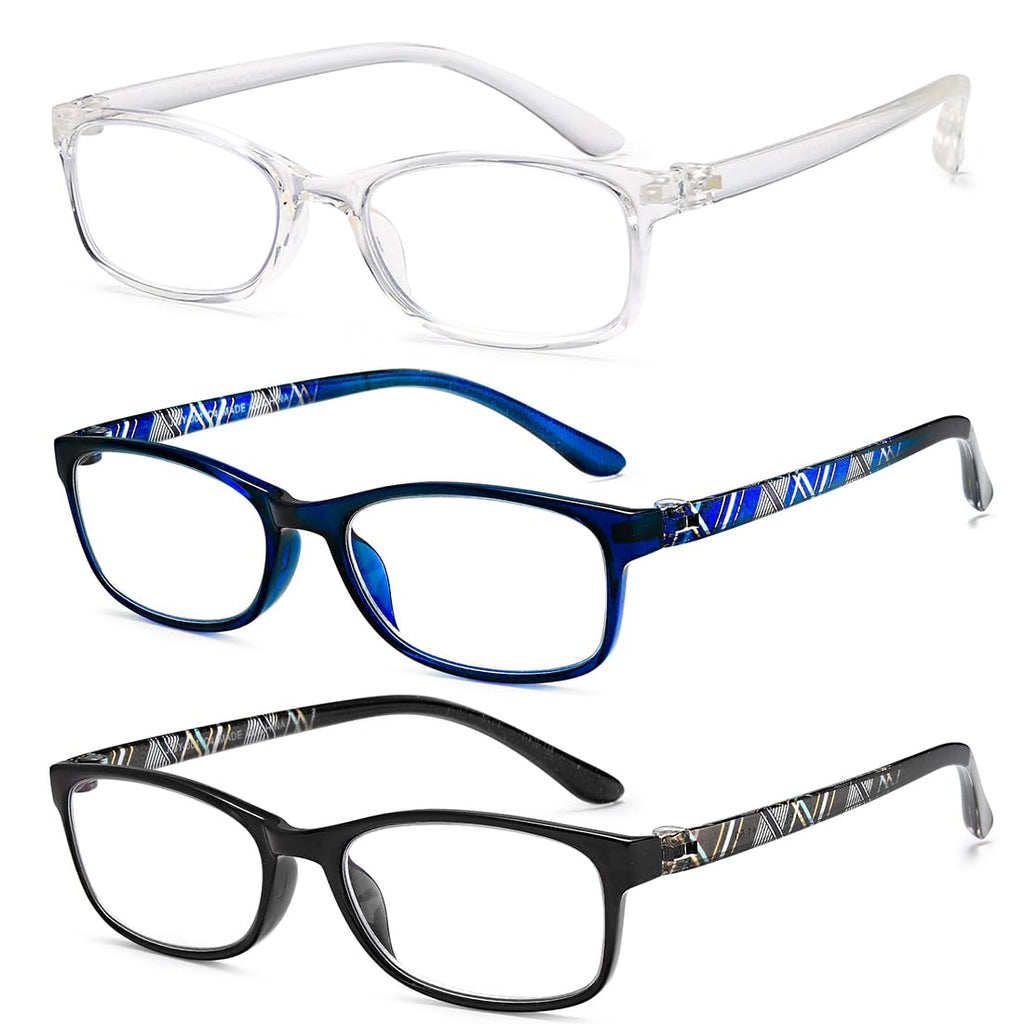 EYEURL Reading Glasses for Women Men Blue Light Blocking, 0.00 Anti Eye Strain Computer Readers, TR90 Ultra Lightweight Rectangle Frame Eyeglasses