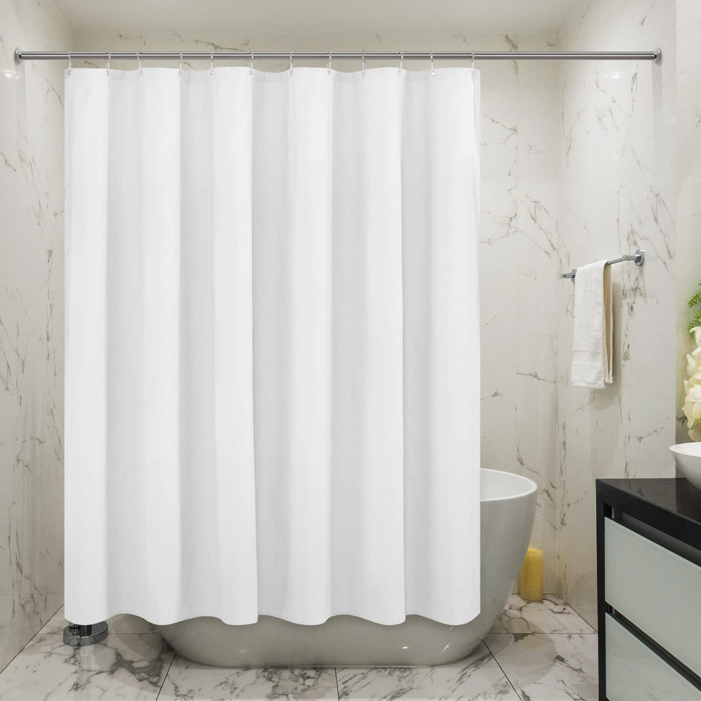 Mrs Awesome Embossed Microfiber Shower Curtain Liner 70 x 72 inches, Soft Fabric Shower Curtain Washable and Water Repellent,70x72, Cream