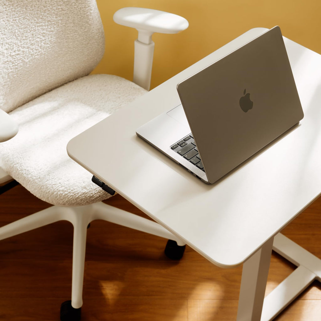 TopJob ANYDESK FOLD Mobile Standing Desk, Portable with Lockable Wheels, Foldable Stand Desk, Rolling Computer Workstations, Used for Home, Couch Side Table, Bedside Table in Bed Room Kitchen (Black)