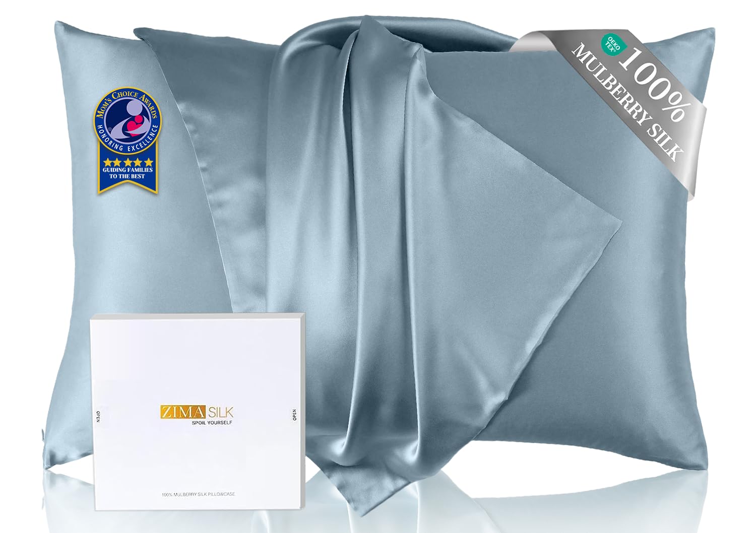 ZIMASILK Upgraded 100% 6A Grade Pure Mulberry Silk Pillowcase for Hair and Skin Silk Pillow Cases with Reinforced Hidden Zipper, More Soft & Durable, Gift Box (Standard 20"x26" Beige)