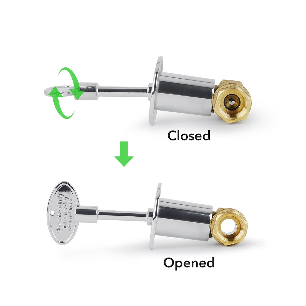 Stanbroil 3-Inch Gas Valve Key Fits 1/4" and 5/16" Turn Ball Valve for Gas Fire Pits and Fireplaces, Polished Chrome