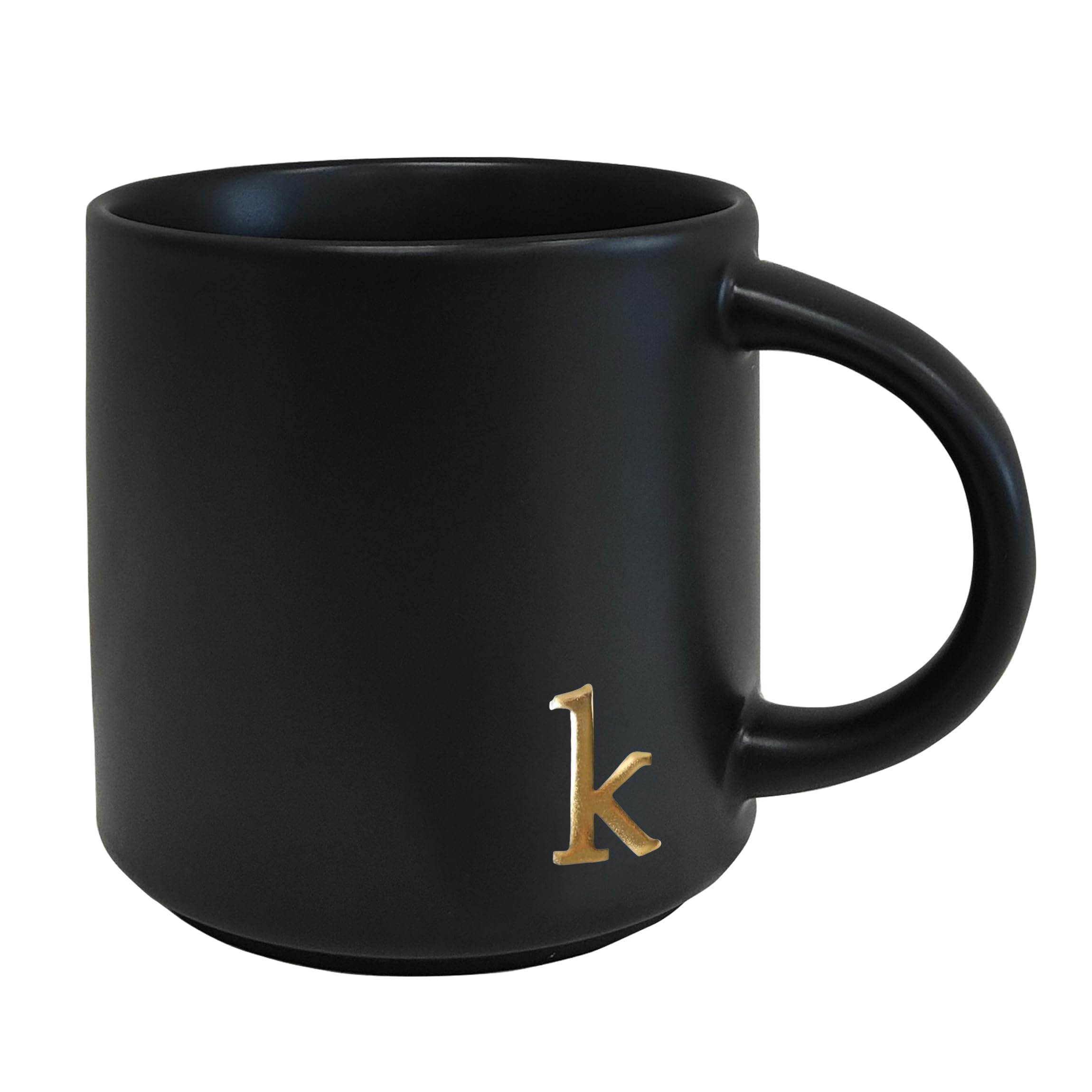 COLLECTIVE HOME - Black Monogram Ceramic Mugs, 15 oz Golden Initial Coffee Cups, Elegant Alphabet Tea Mugs, Personalized Halloween Mug with Gift Box, Perfect for Office and Home Décor (a)