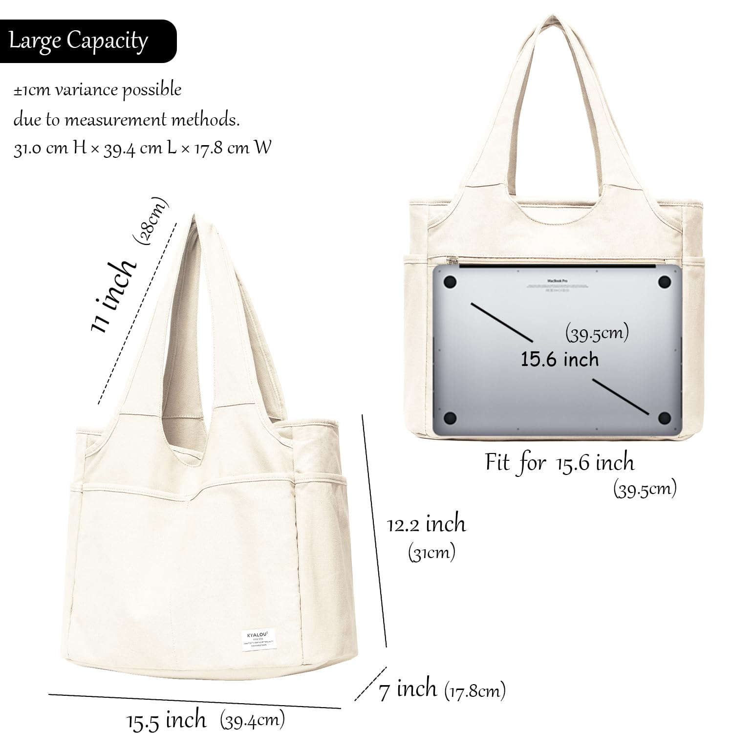 KYALOU Utility Large Tote Bag, Women Casual Shoulder Bags for Work School Gym Beach Travel Shopping Grocery | Utility