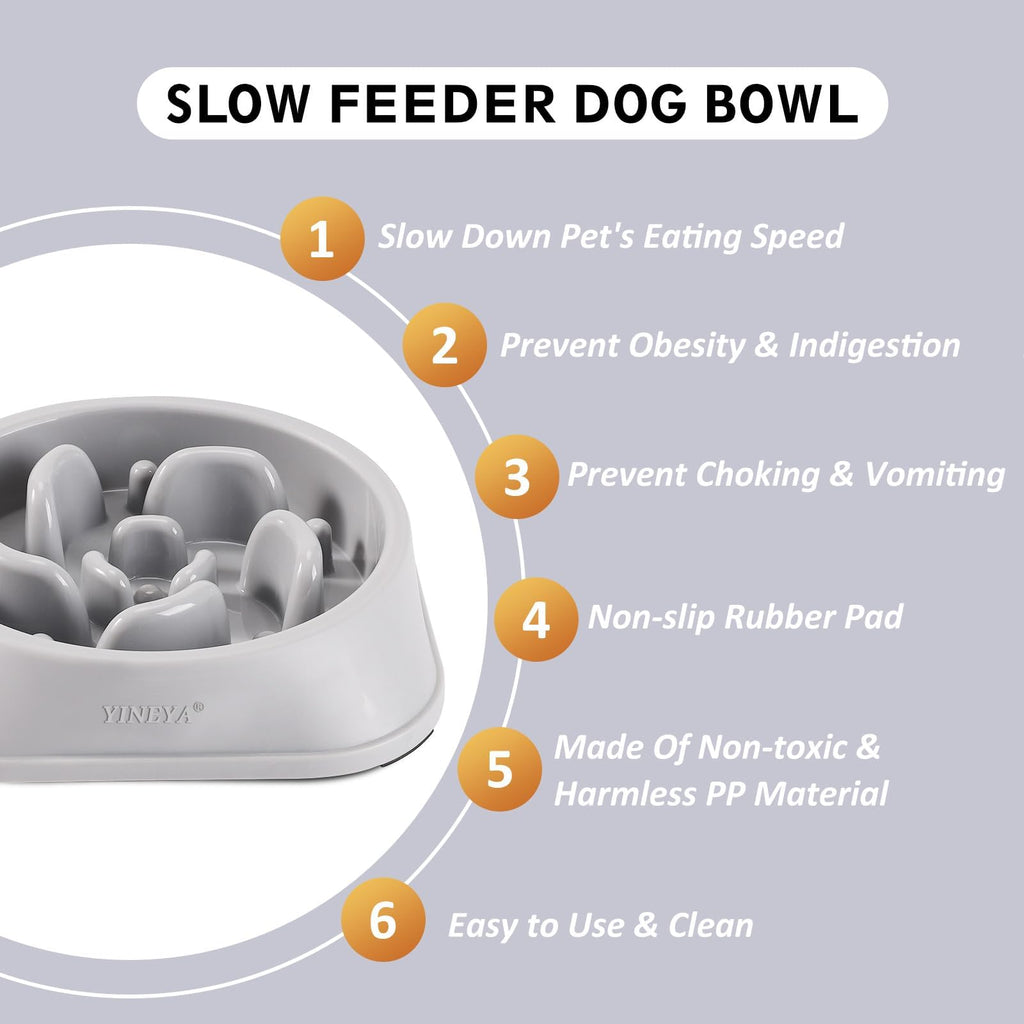 YINEYA 2PCS Anti-Choking Slow Feeder Dog Bowls Small Size Dog, Slow Feeder Cat Bowl, Supplies and Puzzle for Pet
