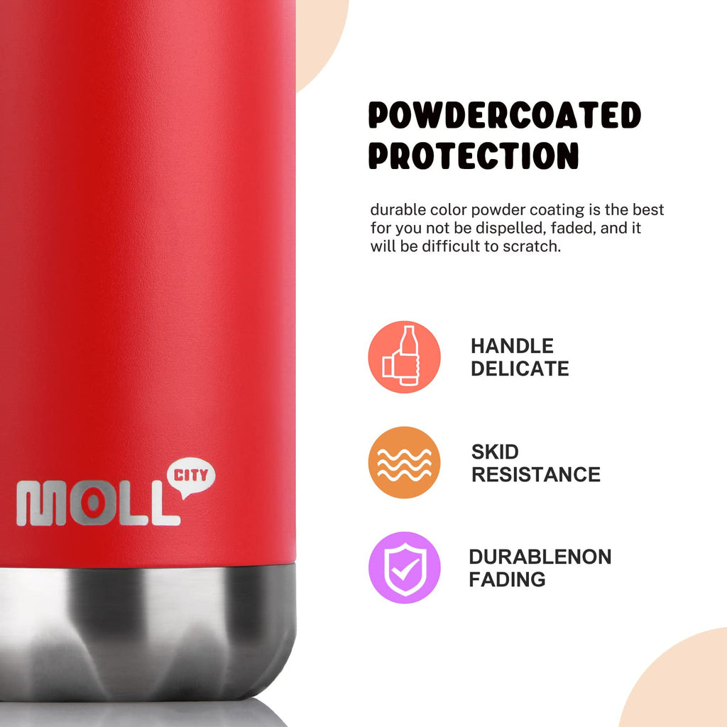9 oz Water Bottle for Kids-Small Stainless Steel Water Bottle for School Vacuum Insulated Metal Leak Proof Cola Shape Water Flask for Boys Girls(Baby Blue)