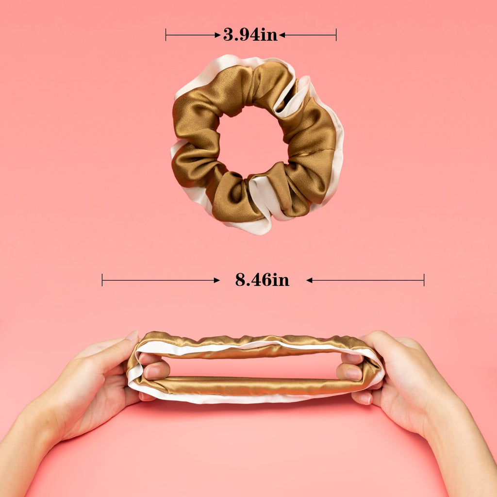 Silk Scrunchies for Hair 100% Mulberry Silk Hair Ties（Silver gray, Dark gray, Pink）