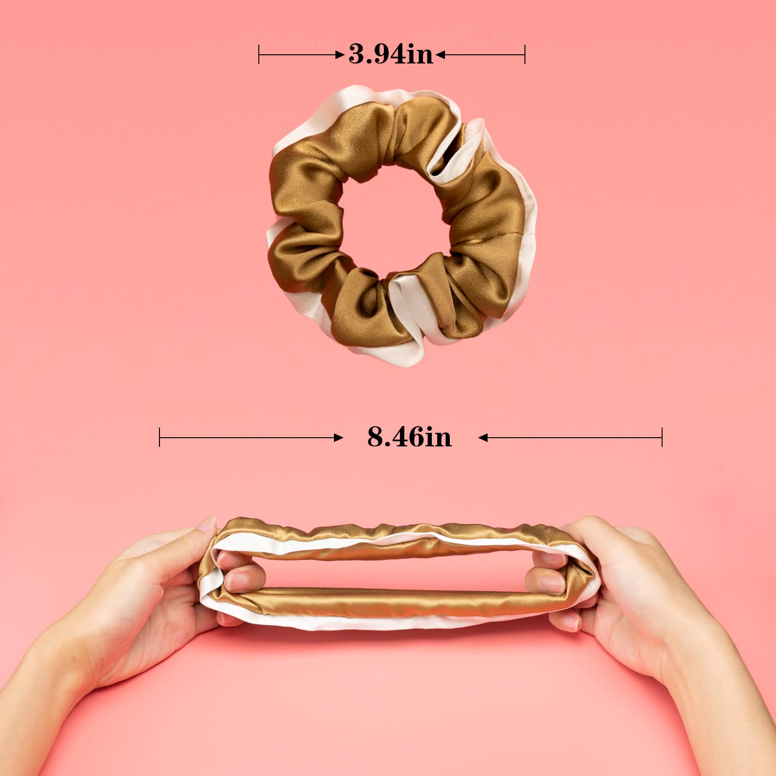Silk Scrunchies for Hair 100% Mulberry Silk Hair Ties（Silver gray, Dark gray, Pink）