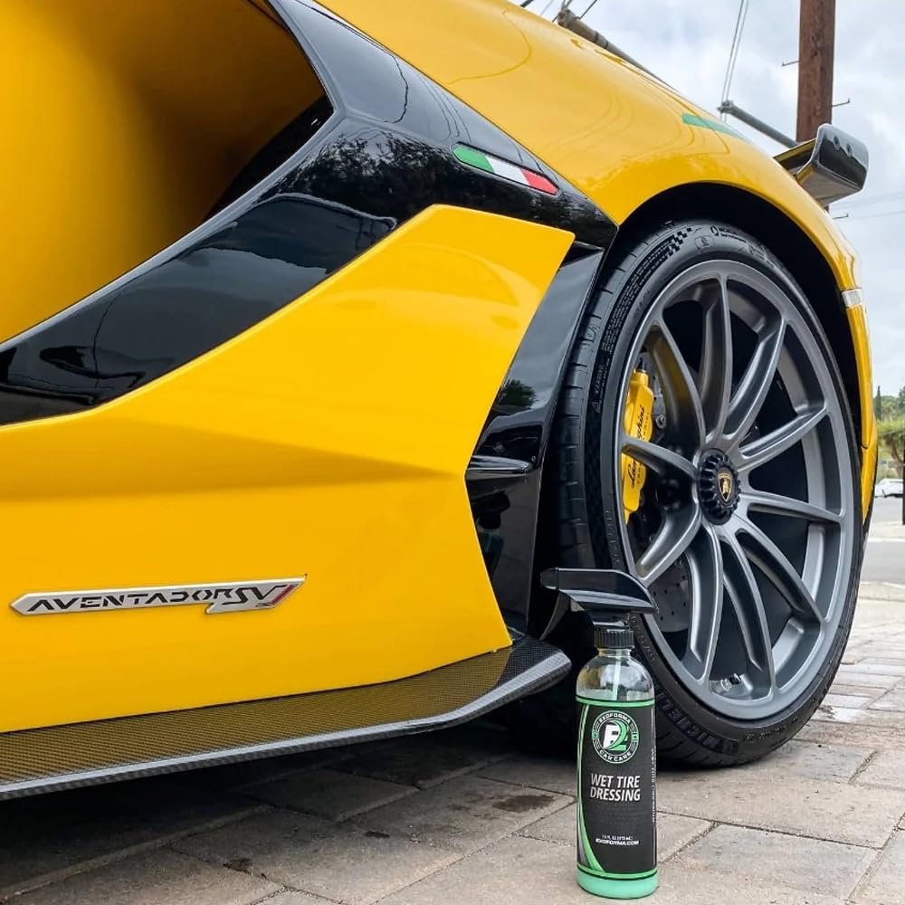 ExoForma Wet Tire Dressing Spray - Extremely High Shine Tire Dressing for That Wet Look - No Sling, Non-Greasy Silicone Formula with UV Protection - Easy to Apply, Minimal Cure Time - 16 fl oz