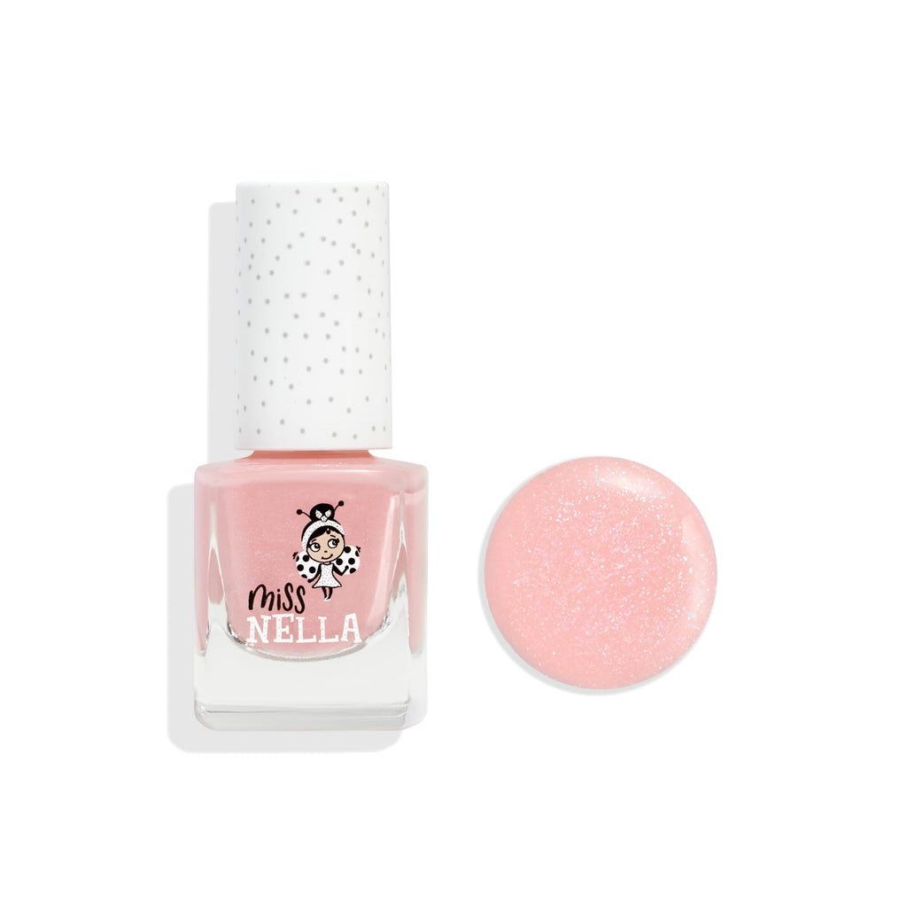 MISS NELLA ABRACADABRA – Safe Special sparkly pink Nail Polish for Kids, Non-Toxic & Odor Free Formula for Children and Toddlers, Natural Water Based for Easy Peel Off (Abracadabra)