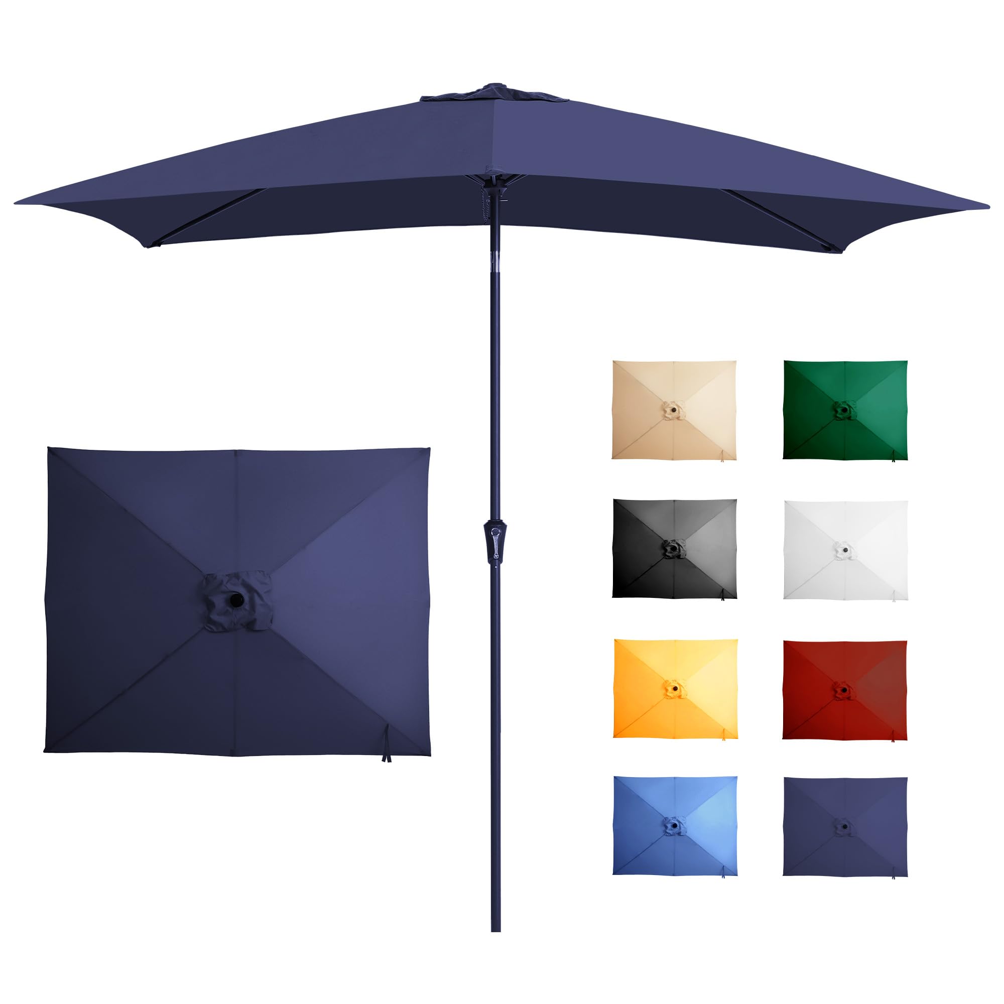 Ayge 6.5x10FT Rectangular Patio Umbrella Outdoor Table Umbrella w/Push Button Tilt & Crank Rectangle Market Umbrella UV Protection for Garden,Deck,Lawn,Yard & Pool,Beige