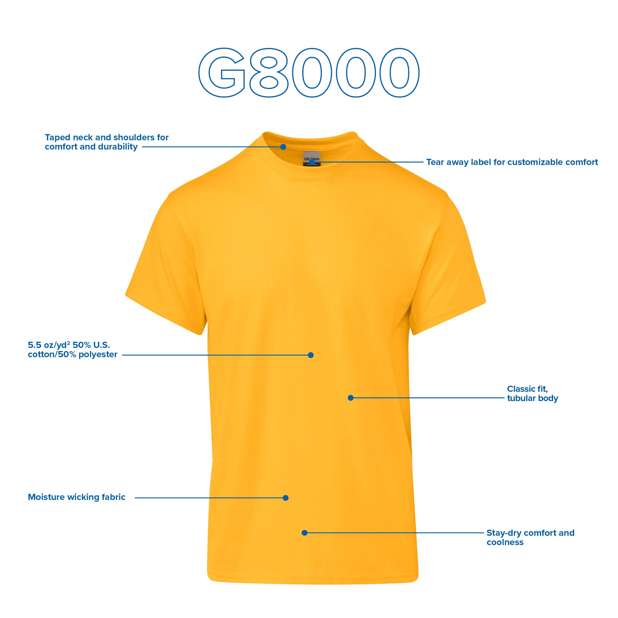 Gildan Unisex-Adult DryBlend T-Shirt, Style G8000, Multipack