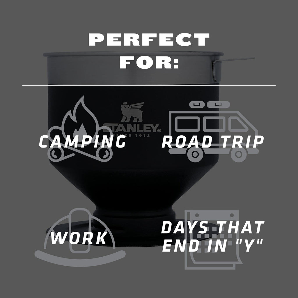 STANLEY Perfect Brew Pour Over | Manual Single Cup Coffee Maker | Drip Coffee Maker with Reusable Filter | Easy Clean Stainless Steel | BPA-Free | Charcoal Glow