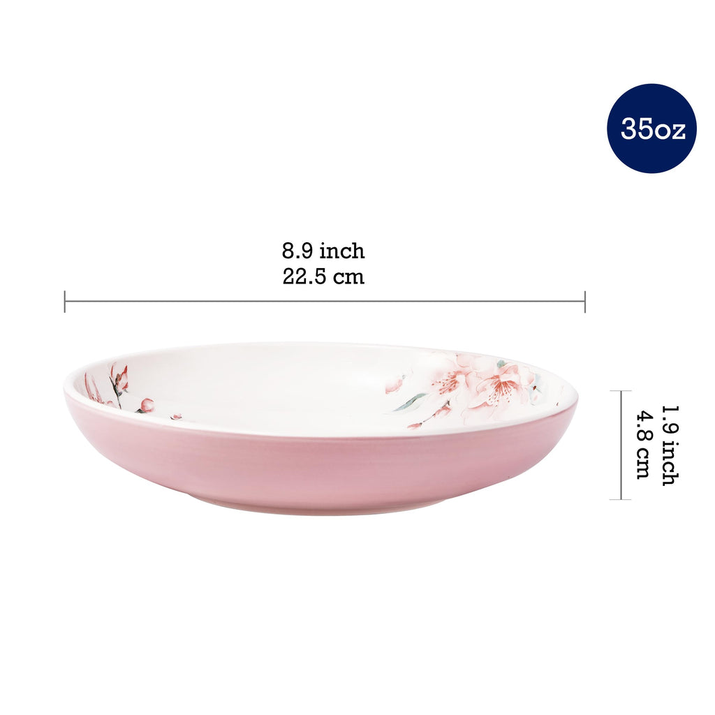 Bico Blue Talavera Pasta Bowls, 35oz Salad Bowl Set of 4, Large Ceramic Serving Dinner Bowls for Soup and Cereal, Microwave and Dishwasher Safe, Gift for Housewarming and Thanksgiving