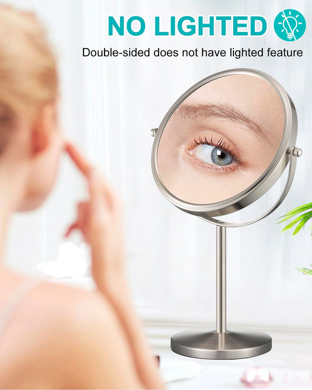 ALHAKIN 10x Magnifying Makeup Mirror, 8 Inch Tabletop Mirror Double Sided with Magnification, Swivel Make Up Mirror for Bathroom, Black