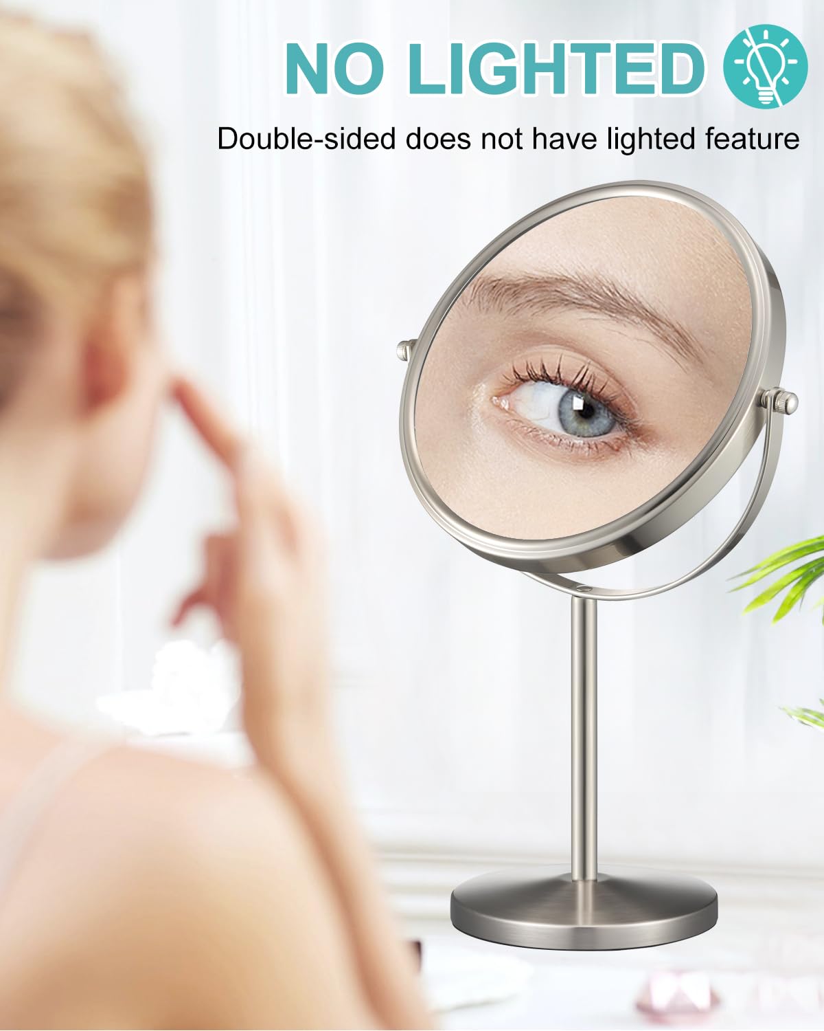 ALHAKIN 10x Magnifying Makeup Mirror, 8 Inch Tabletop Mirror Double Sided with Magnification, Swivel Make Up Mirror for Bathroom, Black