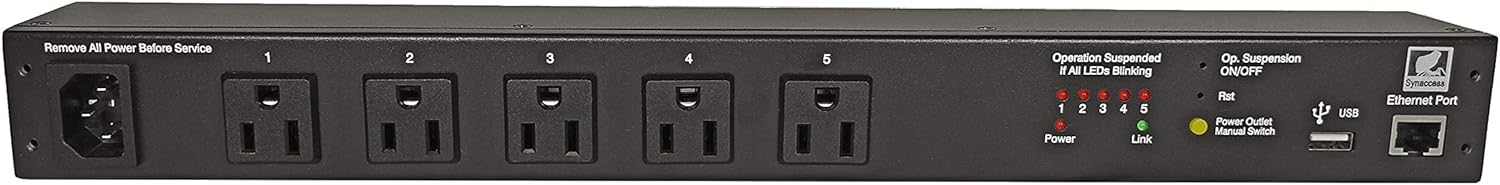 netBooter NP-05B Remote Switched PDU with 5 Power Outlets, 120V/15A. Control via Web, telnet, or USB