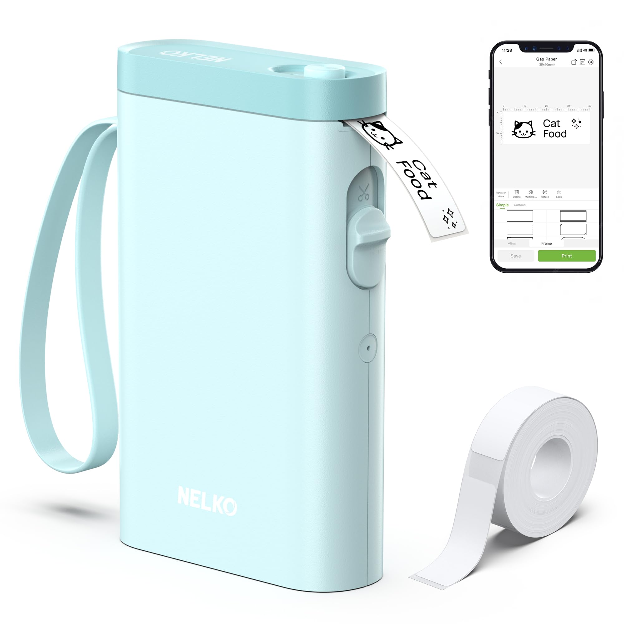 Nelko Label Maker Machine with Tape, P21 Bluetooth Label Printer, Wireless Mini Label Makers with Multiple Templates for School Office Home, White