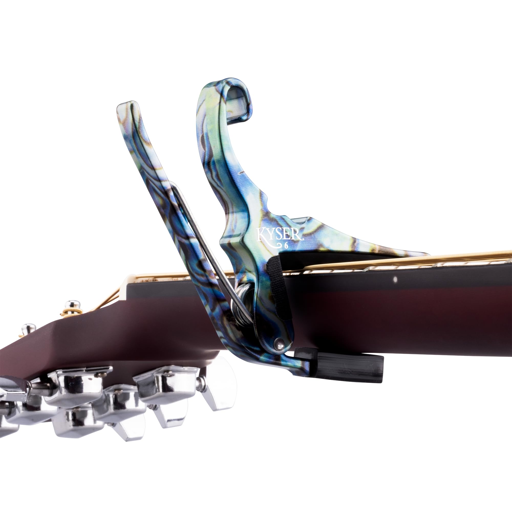 Kyser Musical Products Quick-Change Guitar Capo, KG6ABA, Abalone - For 6-String Acoustic Guitars, Made in USA, Quality, Strong, Lightweight, Quick & Easy Key Changes, Innovative, Perfect Fit