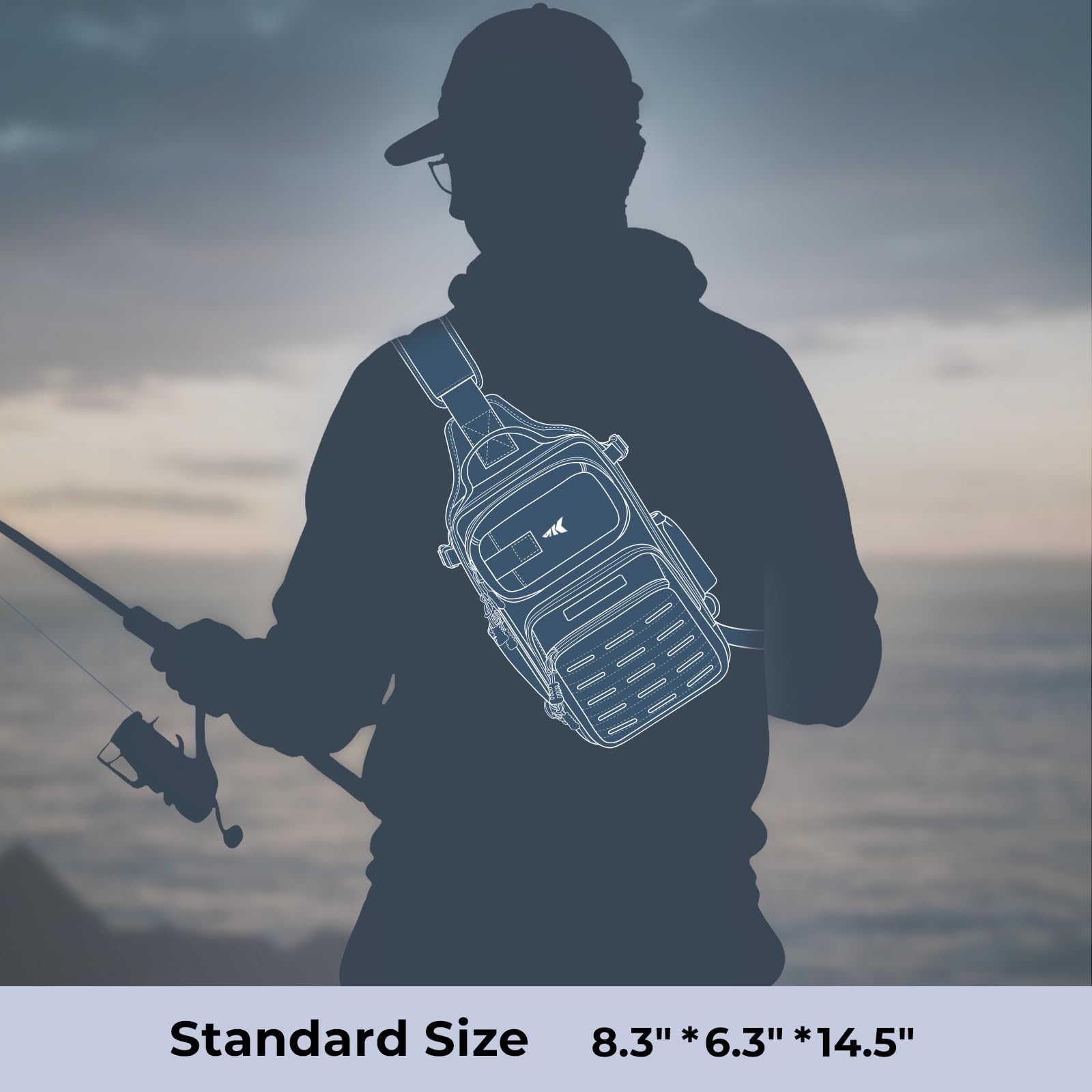 KastKing BlowBak Tactical Sling Tackle Bag-Lightweight Fishing Backpack Storge Fishing Gear and Equipment,Gift for Men