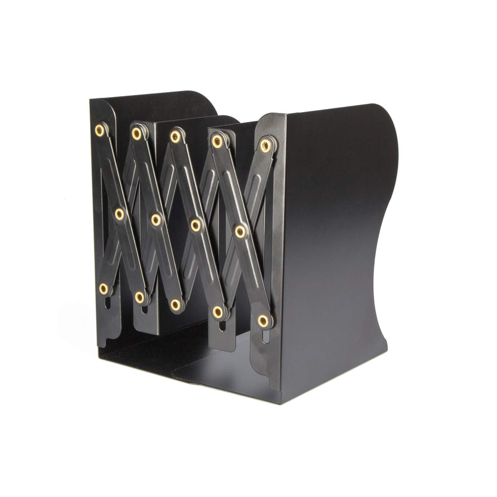 Aobopar Adjustable Book Ends, Metal Bookends for Heavy Books, Desk Book Holder for Shelves, Book Organizer for Desk, Suitable for Office, Home and School Use (Black)