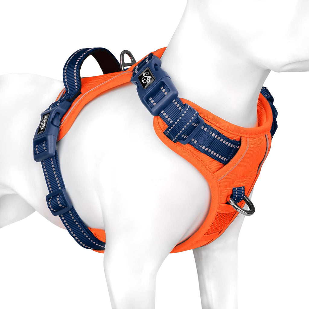 PHOEPET No Pull Dog Harness, Unique Colors Reflective Adjustable Dog Vest, with Soft Training Handle Metal Clips for Small Medium Large Dogs (Baby Blue Base & Pink Straps,S)