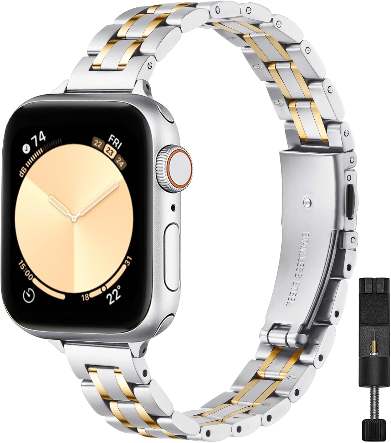 STIROLL Thin Replacement Band Compatible for Apple Watch 38mm 40mm 41mm 42mm(Series 11 10), Stainless Steel Metal Wristband Women Men for iWatch Ultra SE Series 9 8 7 6 5 4 3 2 1, Black