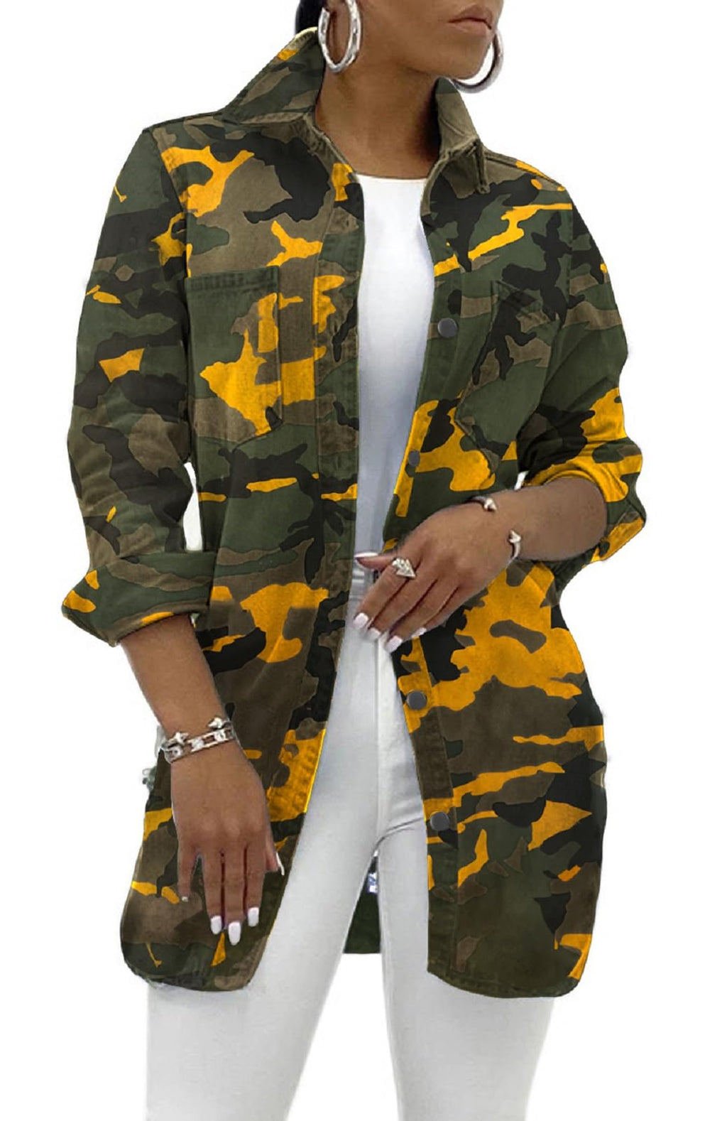 SeNight Women's Jean Jacket Long Sleeve Classic Distressed Fray Hem Tassels Denim Trucker Jackets