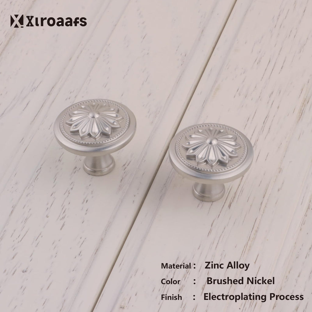 4 Pack Antique Brass Cabinet Knobs Vintage,1-2/5" Round Antique Kitchen Handles for Cabinets and Drawers Vintage Brass Dresser Drawer Knobs