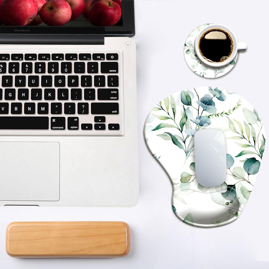 DOOKE Ergonomic Mouse Pad with Wrist Support and Coaster,Mouse Pads with Non-Slip PU Base for Home Office Working Studying Easy Typing & Pain Relief Aesthetic Art