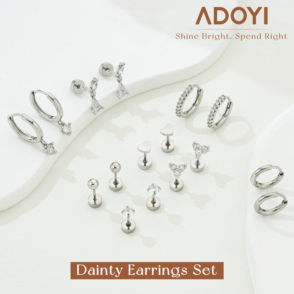 Adoyi 9 Pairs Gold Hoop Earrings Set for Womens Twisted Huggie Hoops Earrings 14K 18K Gold Plated for Girls Valentines Mother's Day Birthday Gifts Lightweight